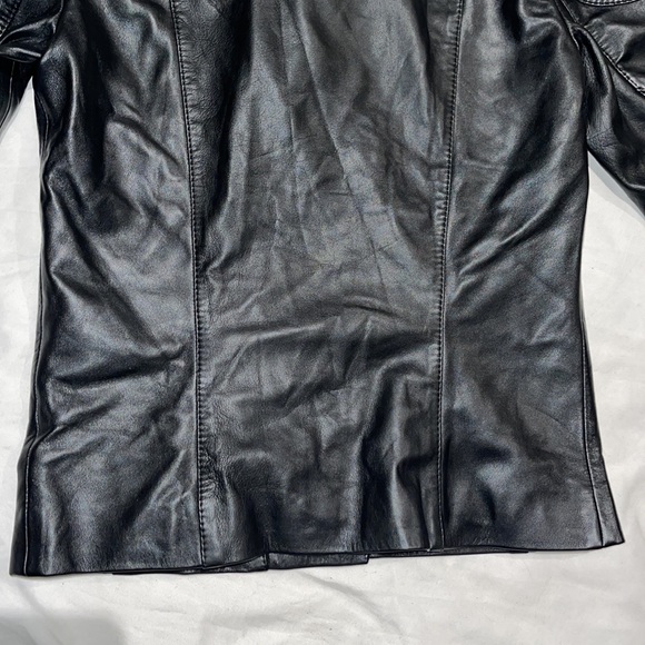 New Guess Marciano 100% Leather Zip Up Asymmetrical Zipper Jacket S - Picture 9 of 13